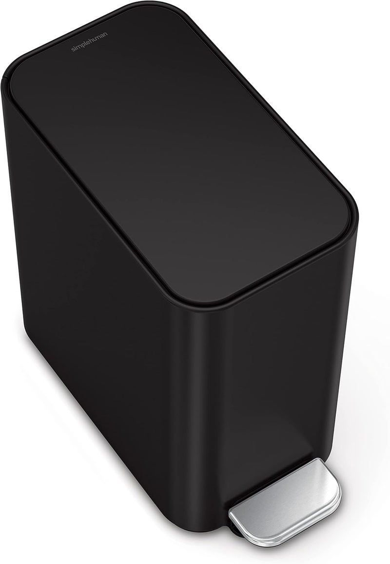 Simple Human 5L Slim Bathroom Trash Can with Soft Close Lid, Stainless Steel Waste Basket with Liner Pocket, 5 Liter / 1.3 Gallon, Matte Black - Image 3